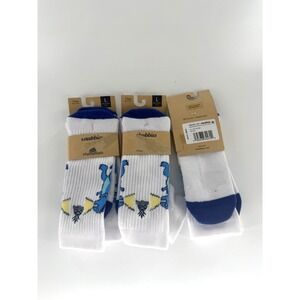 Chubbies All Day Sock The Roaring Dino Size Large 8-12 New 3 Pairs White Blue